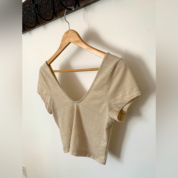 Free People Double V Crop Shirt - Picture 2 of 3